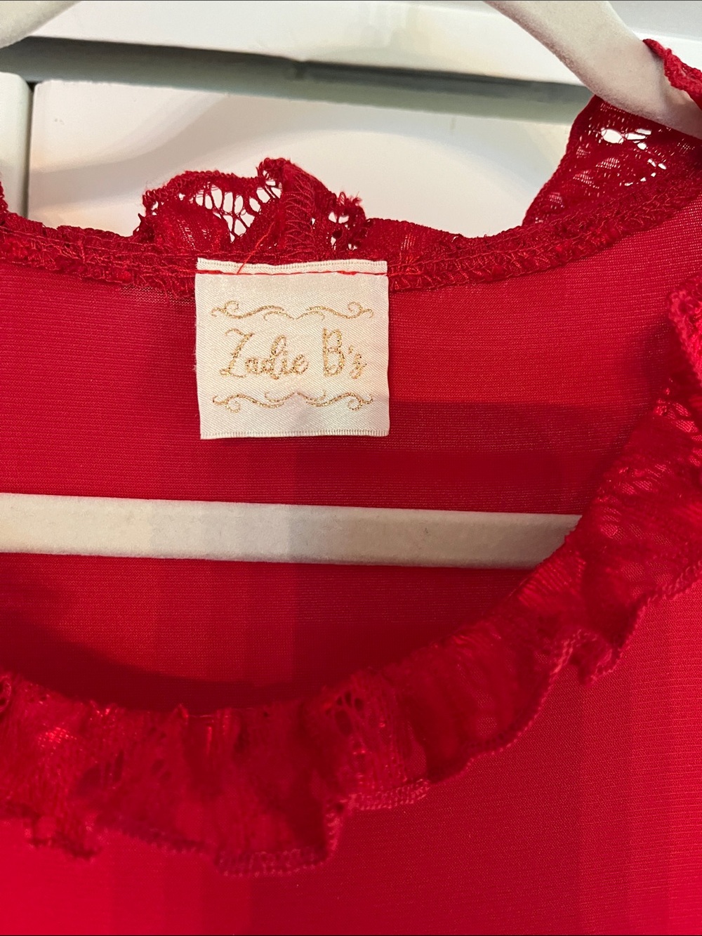 Zadie B’s Red Lace Tiered Ruffle Maxi Dress - Unknown Brand - Picture 2 of 3